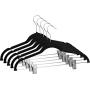 ZOYER Velvet Clothes Hangers with Clips (12 Pack) Velvet Skirt Hangers - Non-Slip Pant Hangers (Black)