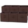 BASTUO 6 Storage Bins Foldable Non-Woven Fabric Boxes Storage Organizer Closet Basket Container for Shelf Brown