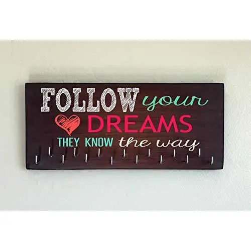 Race Medal Holder/Running Medal Hanger - FOLLOW YOUR HEART IT KNOWS THE WAY- Wood Wall Mounted Medal Organizer. CUSTOMIZATION Available Race Medal Holder/Running Medal Hanger - FOLLOW YOUR HEART IT KNOWS THE WAY- Wood Wall Mounted Medal Organizer. CUSTOMIZATION Available