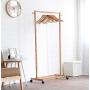 Cxjff Floor Standing Coat Rack Stable Hooks Shoes Shelf Wheels Movable Cloth Hat Hanger, 3 Sizes (Color : Natural, Size : 60x38x145cm)
