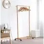 Cxjff Floor Standing Coat Rack Stable Hooks Shoes Shelf Wheels Movable Cloth Hat Hanger, 3 Sizes (Color : Natural, Size : 60x38x145cm)