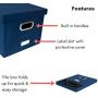 Internets Best Collapsible File Storage Organizer | Decorative Linen Filing & Storage Office Boxes | Letter/Legal | Navy | 1 Pack