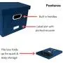 Internets Best Collapsible File Storage Organizer | Decorative Linen Filing & Storage Office Boxes | Letter/Legal | Navy | 1 Pack