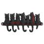 Wall Hooks Cat Kitten Tail Keys Rack Decorative Wall-Mounted Black Cast Iron Metal Hanger with 4 Hooks for Hanging Keys Hats Coats Scarves Bags Purses and More