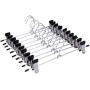 10PCS Trouser Pants Skirt Hangers Stainless Steel Stand Holder with 2 Clips Home Storage Clothes Hangers Portable