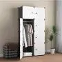 KOUSI Portable Closets 14&quotx18" Depth Cube Wardrobe Closet Wardrobe in Closet Armoire Wardrobe Closet Bedroom Armoire Room Closet with Doors Storage Organizer with Doors,5 Cubes 1 Hanger