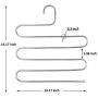 S Type 5 Layer Stainless Steel Hanger with Multi-Purpose for Pants Cloths Tie Scarf (6-Pieces)