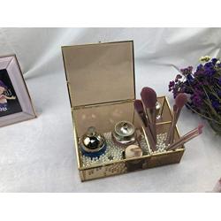 Makeup Organizer Boxes Glass Cosmetic Organizer Decorative Storage Boxes Handmade Vintage Brass Edge Bathroom Organizer