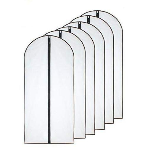 Moth Proof Garment Bags 24 x 40 ( Pack of 6 ) Black Side Breathable Clear Full Zipper Bags for Clothes Storage