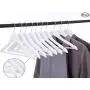 Cocomaya 17.5 Inch White Solid Wooden Suit Hanger Coats Clothes Dress Shirts Hanger with Pants Bar and 360 Swivel Hook, Pack of 20 Cocomaya 17.5 Inch White Solid Wooden Suit Hanger Coats Clothes Dress Shirts Hanger with Pants Bar and 360 Swivel Hook, Pack of 20