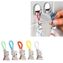 Mkcether 5 Pcs Towel Hanging Clips,Kitchen Towels Clip, Tea Towel Holder Clips,Cloth Hook Clip Hangers for Home Kitchen Bathroom Cupboards Hanging Towels Durable,Multi Coloured