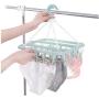 3pcs Random Color Newly Plastic Folding Clothes Hanger with 32 Clips Towels Socks Bras Underwear Drying Rack Space Saving Closet Organizer Tool