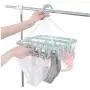 3pcs Random Color Newly Plastic Folding Clothes Hanger with 32 Clips Towels Socks Bras Underwear Drying Rack Space Saving Closet Organizer Tool