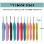 Crochet Kit, 11 Pcs 2.0mm-7.0mm Furls Crochet Hook with Ergonomic Soft Grip Handles, 29 Pack Extra Long Crochet Kit for Beginners with Bag, Comfortable for Arthritic Hands