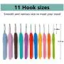 Crochet Kit, 11 Pcs 2.0mm-7.0mm Furls Crochet Hook with Ergonomic Soft Grip Handles, 29 Pack Extra Long Crochet Kit for Beginners with Bag, Comfortable for Arthritic Hands