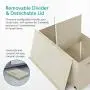 Toy Chest - 2 Bin Collapsible Storage Organizer with Lid for Kids Playroom | Boxes Stores Stuffed Animals, Linen, Groceries and More | The Oxford Collection, Beige