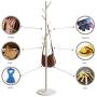 Pokerty DIY Standing Clothes Rack, Wooden Hanger Floor Standing Coat Rack Home Furniture Clothes Round Base Rack Vintage Tree Clothes Rack(White)