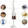 Pokerty DIY Standing Clothes Rack, Wooden Hanger Floor Standing Coat Rack Home Furniture Clothes Round Base Rack Vintage Tree Clothes Rack(White)