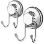 iPEGTOP Double Hook Suction Cup Vacuum Hooks Kitchen Towel Hooks Removable Wall Holder Robe Hangers, Utility Hooks for Flat Smooth Tile, Glass and Mirror, 2 Pack