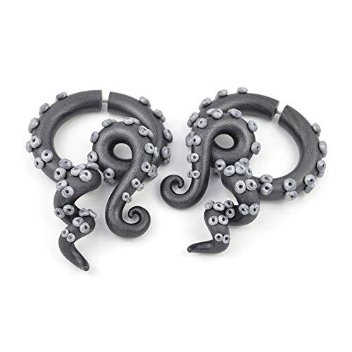 Steampunk Tentacle Earrings Kato Steampunk Costume Halloween Steampunk Outfit Cosplay Predator Monster Alien Cthulhu Octopus Fake Gauges Plugs Steampunk Tunnels Stretchers Hangers Tapers Piercings