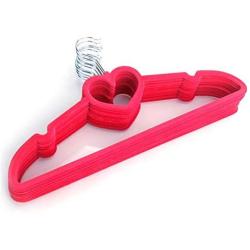 ilovo 10pcs 42230.5 Heart Style Plastic Flocking Clothes Hangers Rose Red