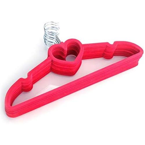 ilovo 10pcs 42230.5 Heart Style Plastic Flocking Clothes Hangers Rose Red