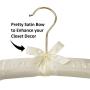 FloridaBrands Anti Slip Satin Padded Hangers Ivory Soft Fabric with Gold Hook - Heavy Duty for Womens Clothes, Coat, Blouse, Sweaters, Dresses, Clothing - Set of 12