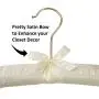 FloridaBrands Anti Slip Satin Padded Hangers Ivory Soft Fabric with Gold Hook - Heavy Duty for Womens Clothes, Coat, Blouse, Sweaters, Dresses, Clothing - Set of 12