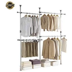 PRINCE HANGER, Double 2tier Pants Hanger, Silver, Steel, 38mm Heavy Duty, Closet Organizer, Clothing Rack, PHUS-0031, Made in Korea