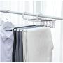5PC Random Color Stainless Steel Telescopic Clothes Hanger Storage Rack Multifunction Retractable Dual Hooks Pants Hanger Rack Space Saver