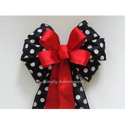 Red Black Birthday Party Decor Red Black White Polka dots Party Decoration Christmas Wreath Bow Christmas Door Hanger Bow Christmas Swag Bow Red Black Ladybug themed decor Red Black Christmas Bow