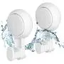Suction Cups Hooks for Shower Reusable Waterproof Utility Hooks(2 Pack) Heavy Duty Vacuum Suction Home Kitchen Bathroom Wall Hooks Hanger for Towel Loofah Cloth Key & Ceiling Hanger