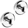 HOME SO Bathroom Hook with Suction Cup Holder, Diamond Collection - Removable Shower & Kitchen Hooks Hanger for Towel, Bath Robe, Coat, Loofah (Chrome 2-Pack)