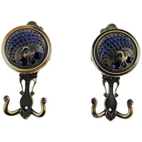 Fongbay New Style Art Zinc Alloy Metal Tieback Multi Use Wall Coat Hook Curtain Hook Holdbacks Clothes Hanger Wall Hooks (Carving Hollow Out Design) (Bronze)