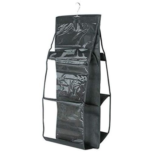 Smartcoco 6 Pockets Foldable Closet Rack Hanger Storage Bags Hanging Organizer Supplies for Backpack Handbag Clothes Shoes
