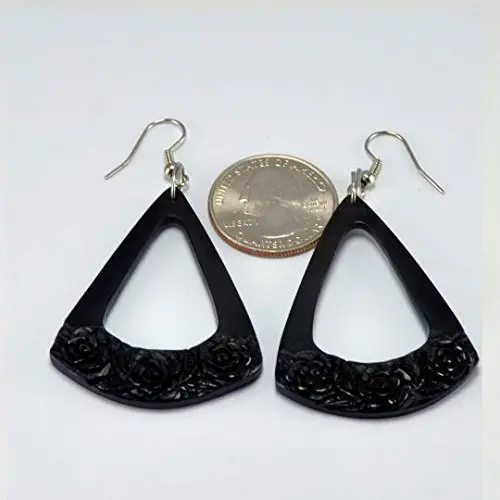 Rose Triangle Earrings ? Hanger Earrings - Horn Rose Triangle Earrings ? Hanger Earrings - Horn