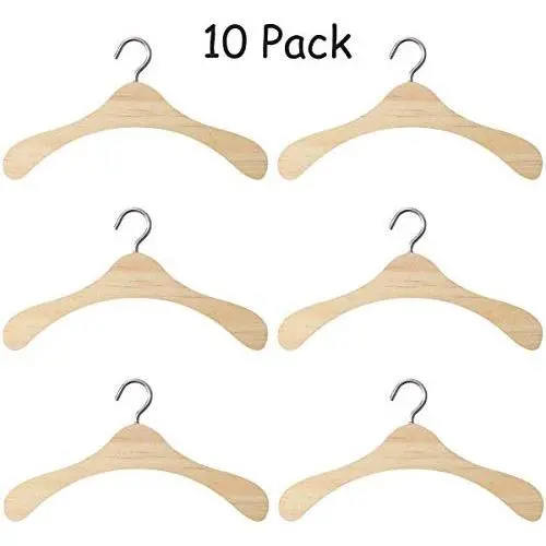 KonanAI15 Non-Slip Wooden Hangers Wooden Non-Slip Space Saving Mini Laundry Hook Clothes Hangers Drying Rack for Dolls Shirts Dresses Sweaters