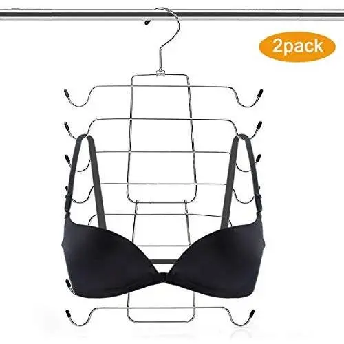 wangerx Tank Tops Hanger Stainless Steel Folding Space Saving Hanger Closet Organizer for Tank Tops, Cami, Bras, Bathing Suits, Belts, Ties (2 Pack Black) wangerx Tank Tops Hanger Stainless Steel Folding Space Saving Hanger Closet Organizer for Tank Tops, Cami, Bras, Bathing Suits, Belts, Ties (2 Pack Black)