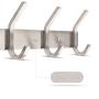 HOMFA Coat Hook Wall Mounted Stainless Steel Hook Rack with 6 Dual Hanger Hooks for Coats, Hats, Scarves, key