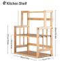 Bamboo Spice Rack Storage Shelves-3 tier Standing pantry Shelf for kitchen counter storage,Bathroom Countertop Storage Organizer Desk Bookshelf with Adjustable Shelf Cabinet