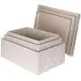 Toys Storage Bins 3-pcs Set - Fabric Decorative Storage Boxes with Lids - Shelf Closet Organizer Basket - Decor Nesting Boxes - Stylish Gift Boxes with Lids, Large/Medium/Small Sizes (Off White)