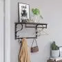 VASAGLE Industrial Coat Rack Shelf Wall Mounted, Hook Rack Shelf with Hanging Rail, 5 Metal Hooks and Upper Shelf for Storage Hallway Entryway Bathroom Bedroom Living Room ULCR11BX