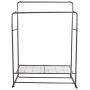 BOFENG Clothes Rack Metal Garment Racks Heavy Duty Indoor Bedroom Cool Clothing Hanger with Top Rod and Lower Storage Shelf Black Silver