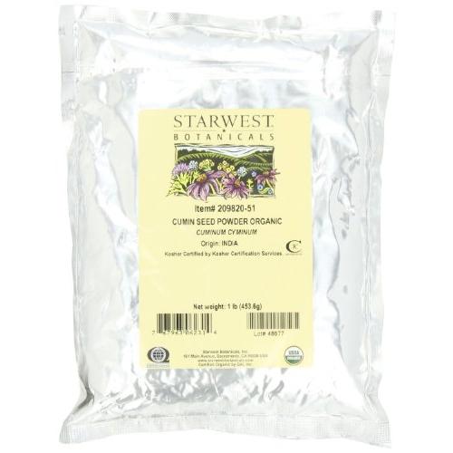Starwest Botanicals Organic Ground Cumin Seed Powder, 1 Pound Bulk Spice