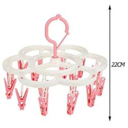 lliang Hangers 16 Clips Portable Socks Cloth Hanger Rack Clothespin Folding Foldable Multifunctional Wardrobe Storage Cloth Hangers