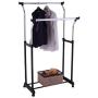 Cypresshop Garment Rack Double Rail Adjustable Rolling Clothes Hanger Laundry Drying Rack