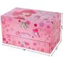 SONGMICS Ballerina Music Jewelry Boxes Storage Case with Drawer, Gift for Little Girls, Princess and Butterfly, Pink UJMC003