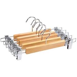 Cabilock Clothes Hanger 5pcs Burlywood Clothing Hanger with Trouser Clamp Domestic Coat Hanger with Stainless Steel Clip