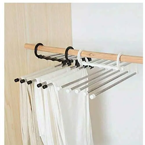 5pcs Random Color Portable 5-in-1 Clothes Hanger Clothing Organizer Multi-Function Stainless Steel Pants Hanger Holder Rack Hangers for Clothes 5pcs Random Color Portable 5-in-1 Clothes Hanger Clothing Organizer Multi-Function Stainless Steel Pants Hanger Holder Rack Hangers for Clothes