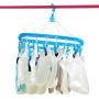 Maserfaliw Drying Rack Folding Square 32 Clips Windproof Underwear Socks Clothespin Drying Rack Hanger Pink